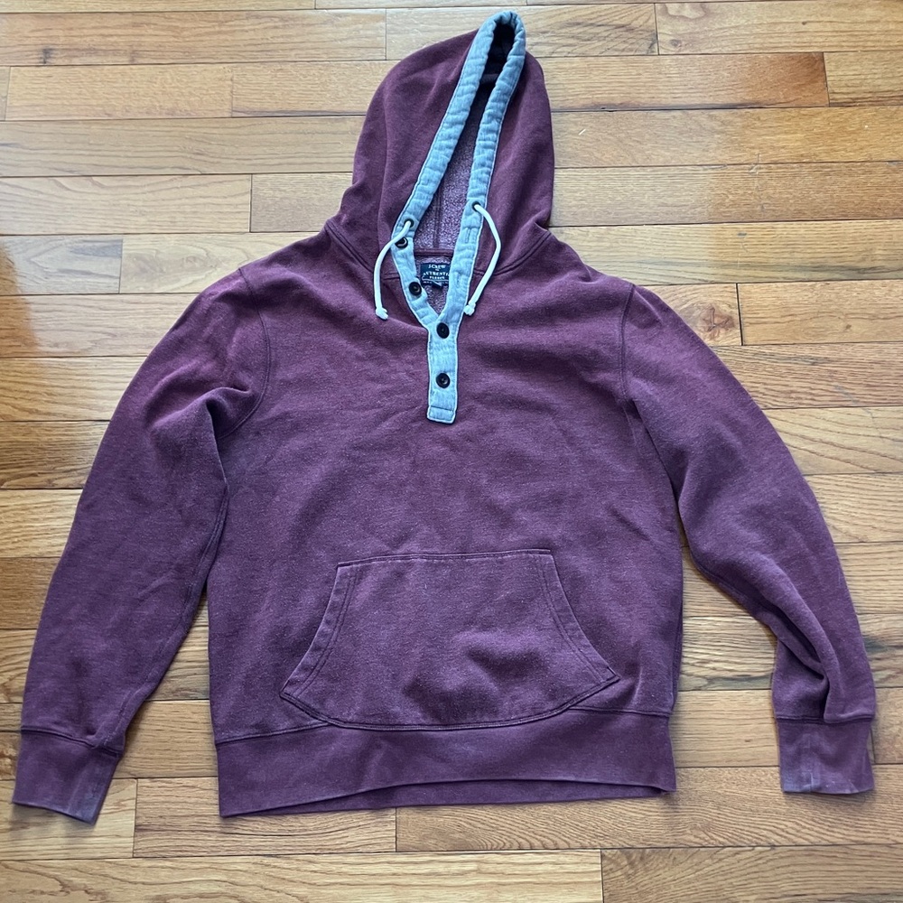 J. Crew Factory - Men’s Maroon Button Hoodie - Large